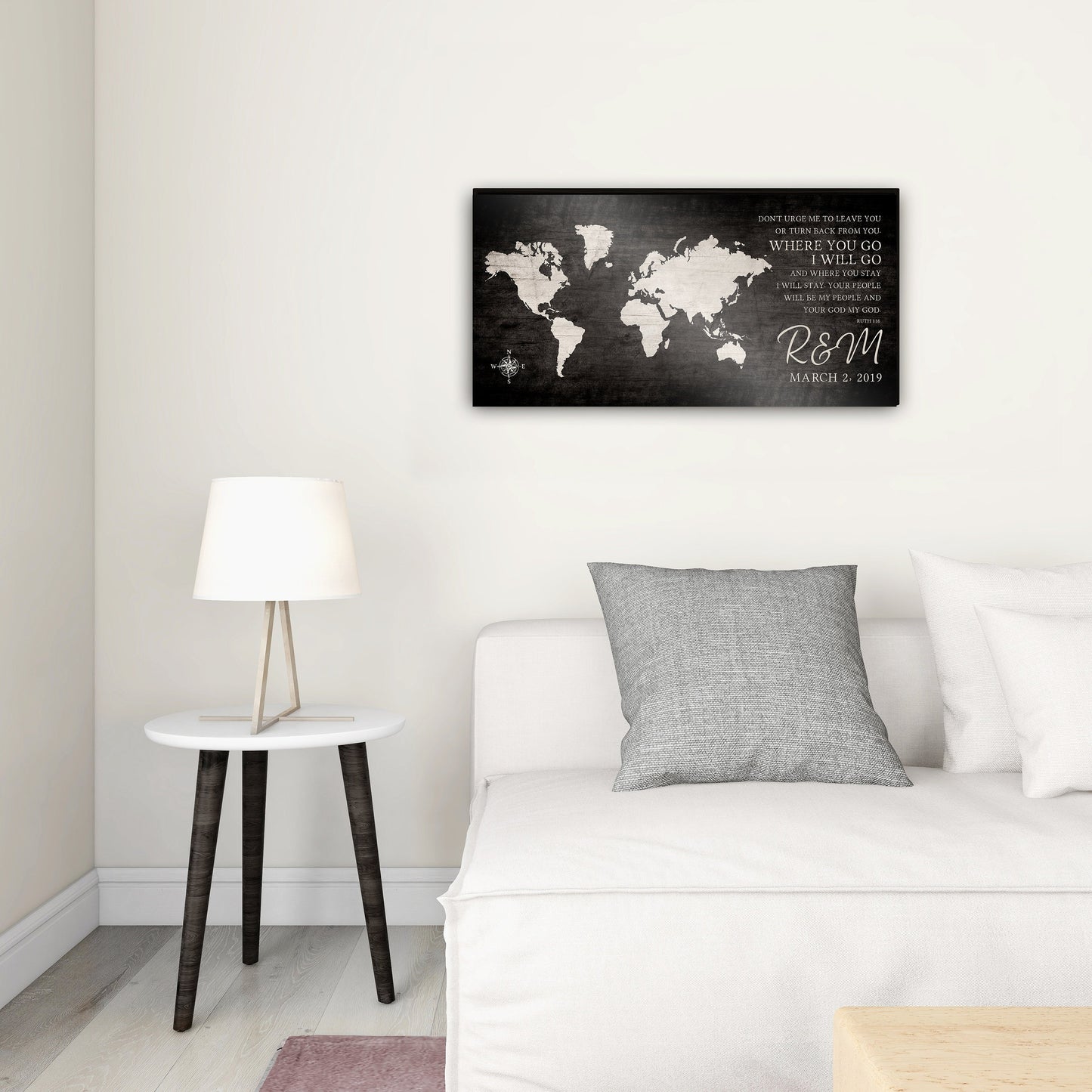 Ruth 1:16 Personalized World Map Art - HoneycombProverbs - Signs - Christian Wall Art