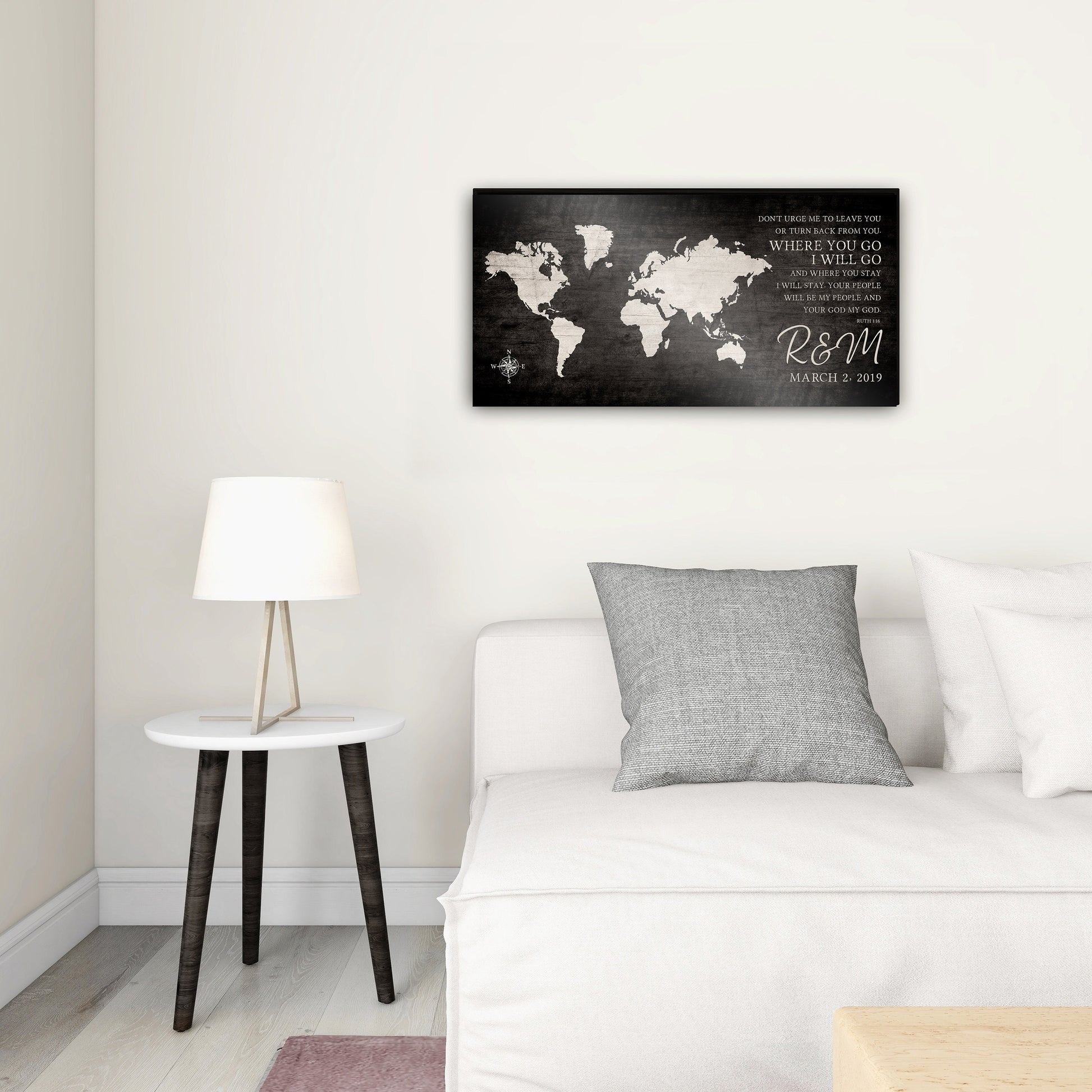 Ruth 1:16 Personalized World Map Art - HoneycombProverbs - Signs - Christian Wall Art