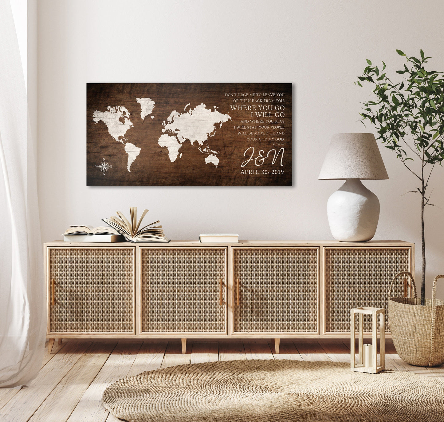 Christian World Map Decor with Names - HoneycombProverbs - Signs - Christian Wall Art