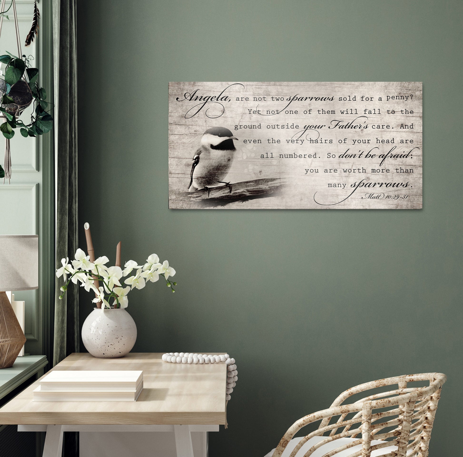 More than Many Sparrows, Matthew 10:29-31 Farmhouse Sign - HoneycombProverbs - Signs - Christian Wall Art