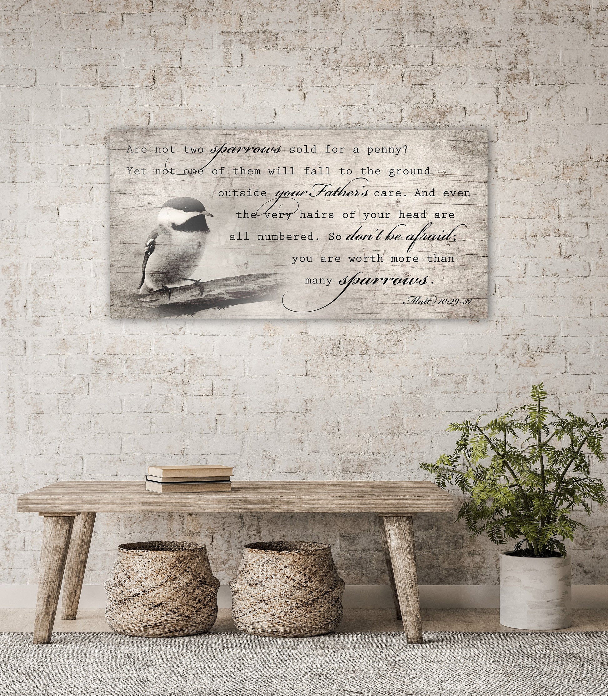Personalized Matthew 10:29-31 Farmhouse Sign: Don't be afraid - HoneycombProverbs - Signs - Christian Wall Art