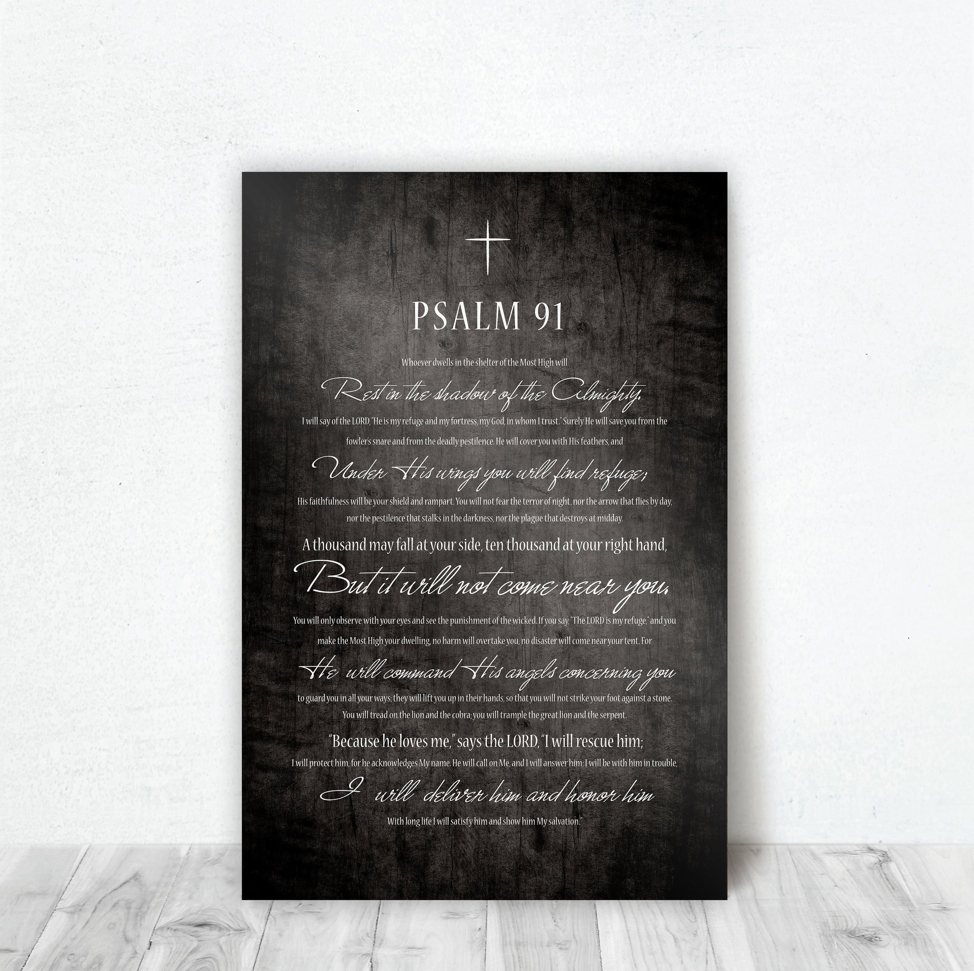christian wall art, wooden wall art, wood plaque with bible verse, Psalm 91 Art