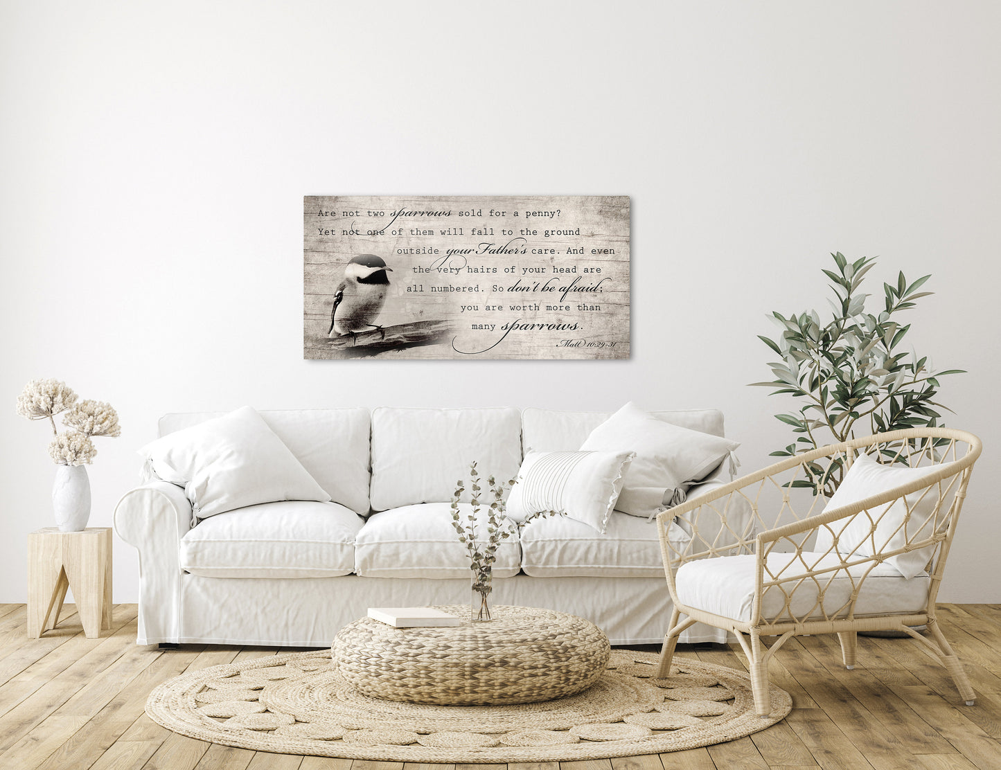 
                  
                    More than Many Sparrows, Matthew 10:29-31 Scripture Art, God's Protection, Christian Wall Decor, Encouragement decor, Wood sign with verse
                  
                
