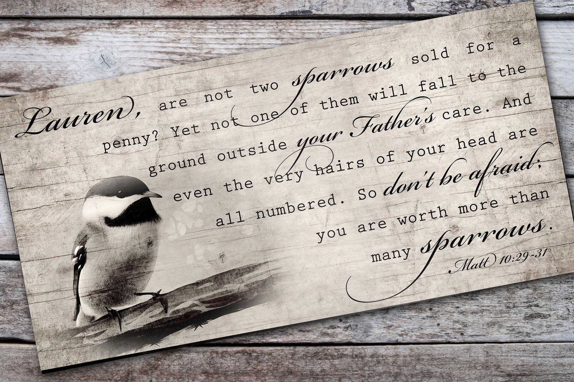 More than Many Sparrows, Matthew 10:29-31 Farmhouse Sign - HoneycombProverbs - Signs - Christian Wall Art