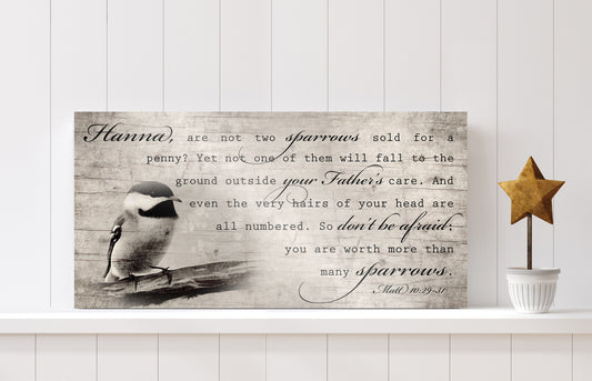 Personalized Matthew 10:29-31 Farmhouse Sign: Don't be afraid - HoneycombProverbs - Signs - Christian Wall Art