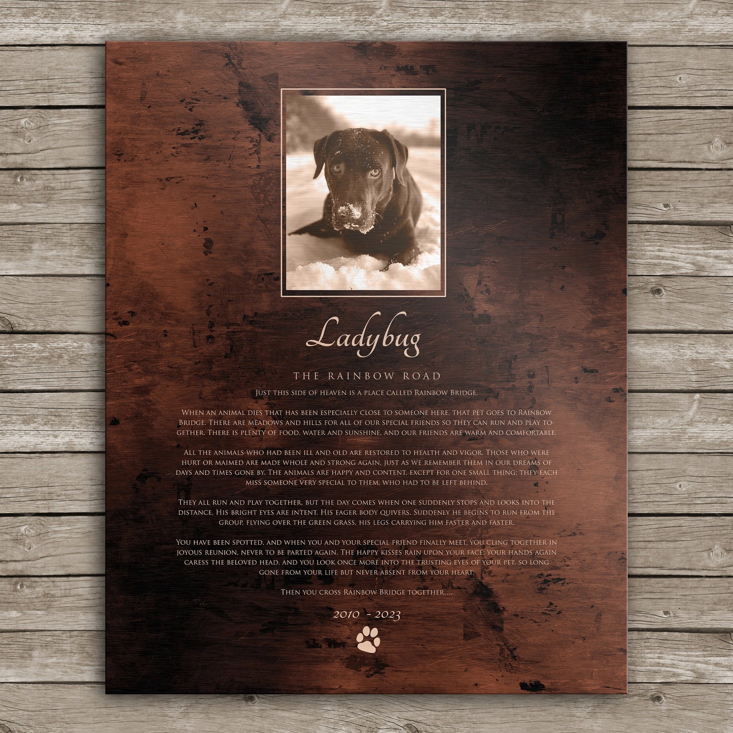 
                  
                    The Rainbow Bridge, Photo Pet Memorial, Pet Loss, Sympathy for Pet, In loving memory, Eulogy Plaque, Gift Pet Memory, Comforting pet tribute
                  
                