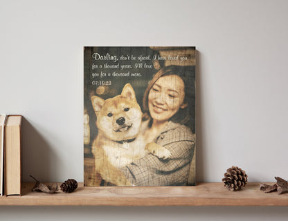 Rustic Pet Portrait on Wood - HoneycombProverbs - Signs - Photo Plaques