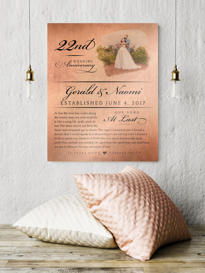"Our Song, Our Story" Couples Milestone Plaque - HoneycombProverbs - Signs - Bronze Anniversary Gifts