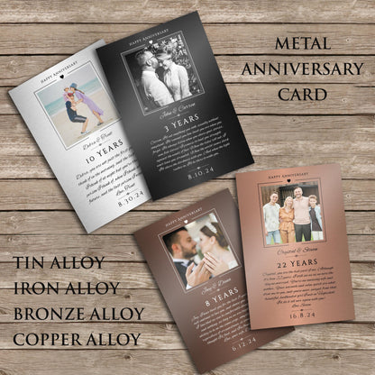"Captured Milestones" Personalized Metal Photo Anniversary Card - HoneycombProverbs - Anniversary Cards - Tin and Aluminum Gifts