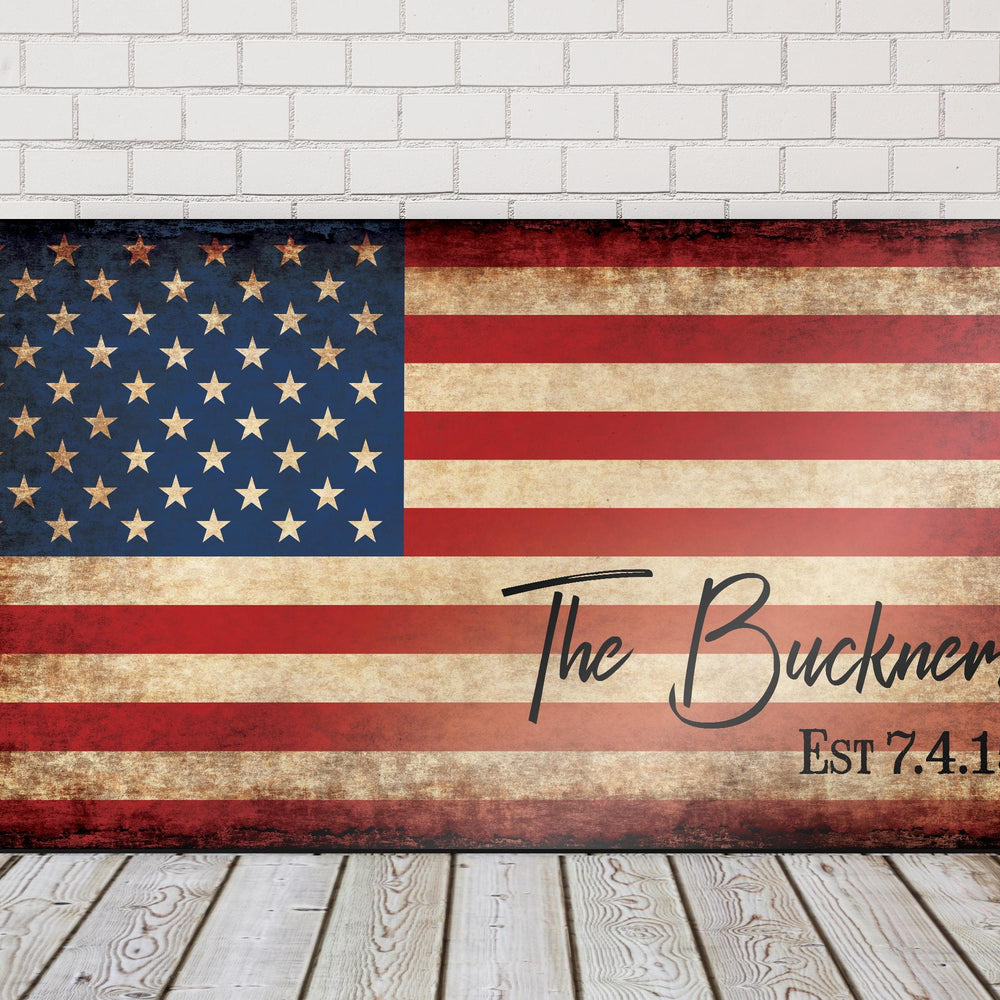 
                  
                    Personalized American Flag Sign, Rustic Patriotic Wall Art, Military Family, Housewarming Gift, Man Cave Decor, 5th year Anniversary Gift
                  
                