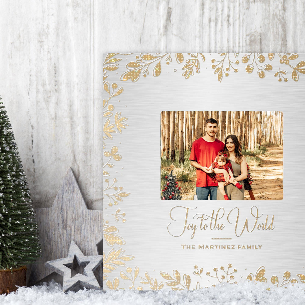 
                  
                    Joy to the World, Personalized Photo Art, Metallic Christmas Decor, Gold and Silver Christmas Decor, Golden Holly framed Photo Decor, Gift
                  
                