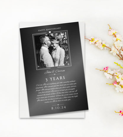 "Captured Milestones" Personalized Metal Photo Anniversary Card - HoneycombProverbs - Anniversary Cards - Tin and Aluminum Gifts