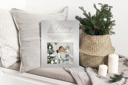 Designer Photo Christmas Gift, Metallic Merry Christmas Decor, Personalized Christmas Wall Decor, Holiday Family Name Sign, Metal Photo Art