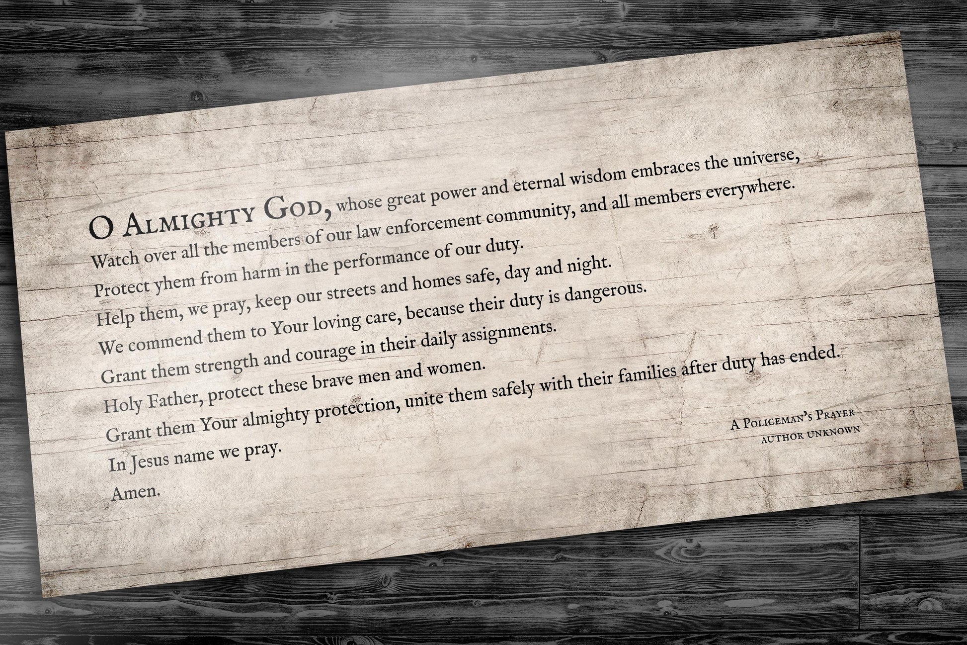 A Policeman's Prayer Memorial Plaque - HoneycombProverbs - Signs - Christian Wall Art