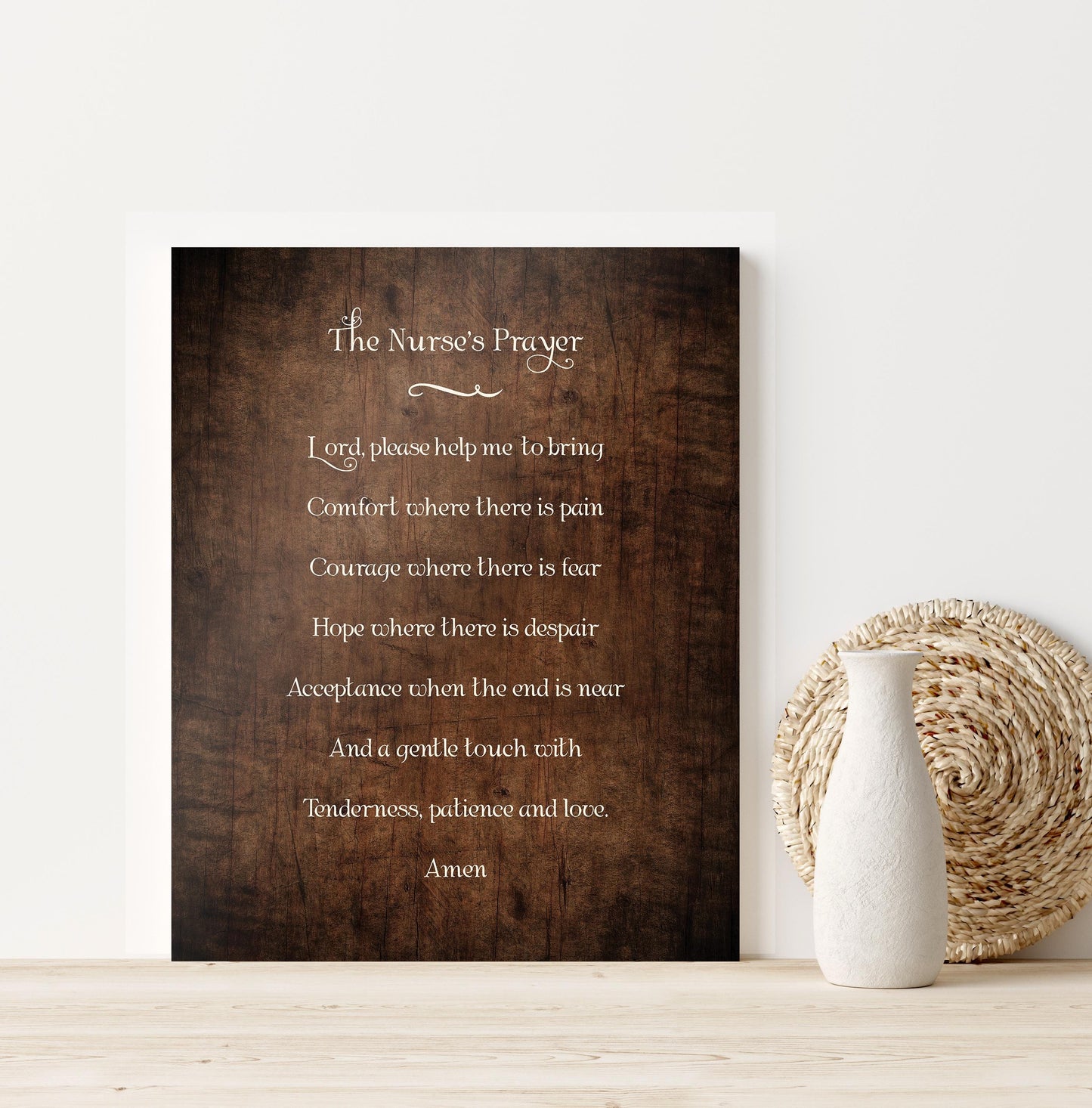 The Nurses Prayer Rustic Wood Word Art - HoneycombProverbs - Religious Home & Decor - Christian Wall Art