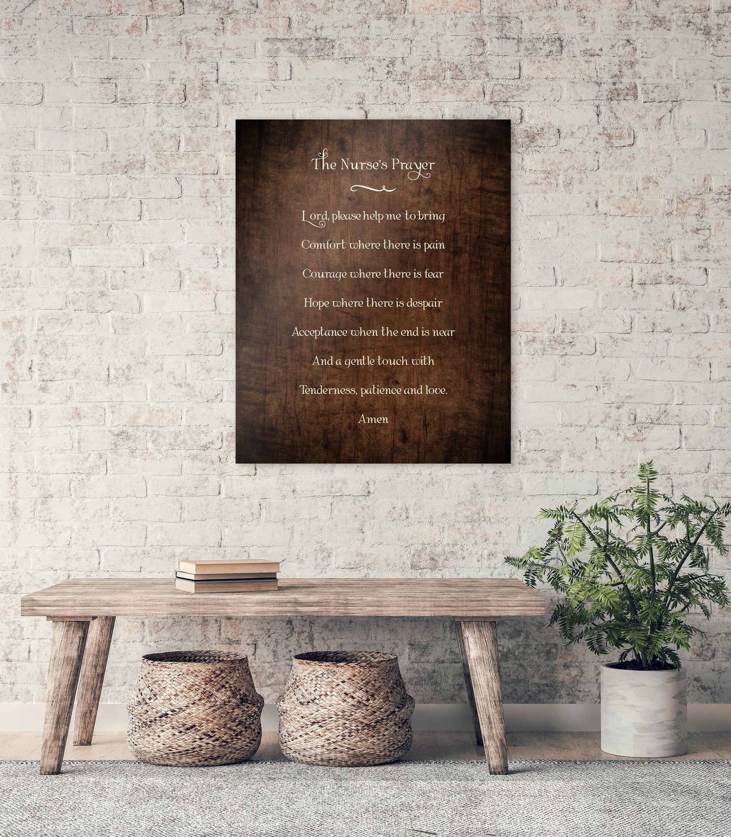 The Nurses Prayer Rustic Wood Word Art - HoneycombProverbs - Religious Home & Decor - Christian Wall Art