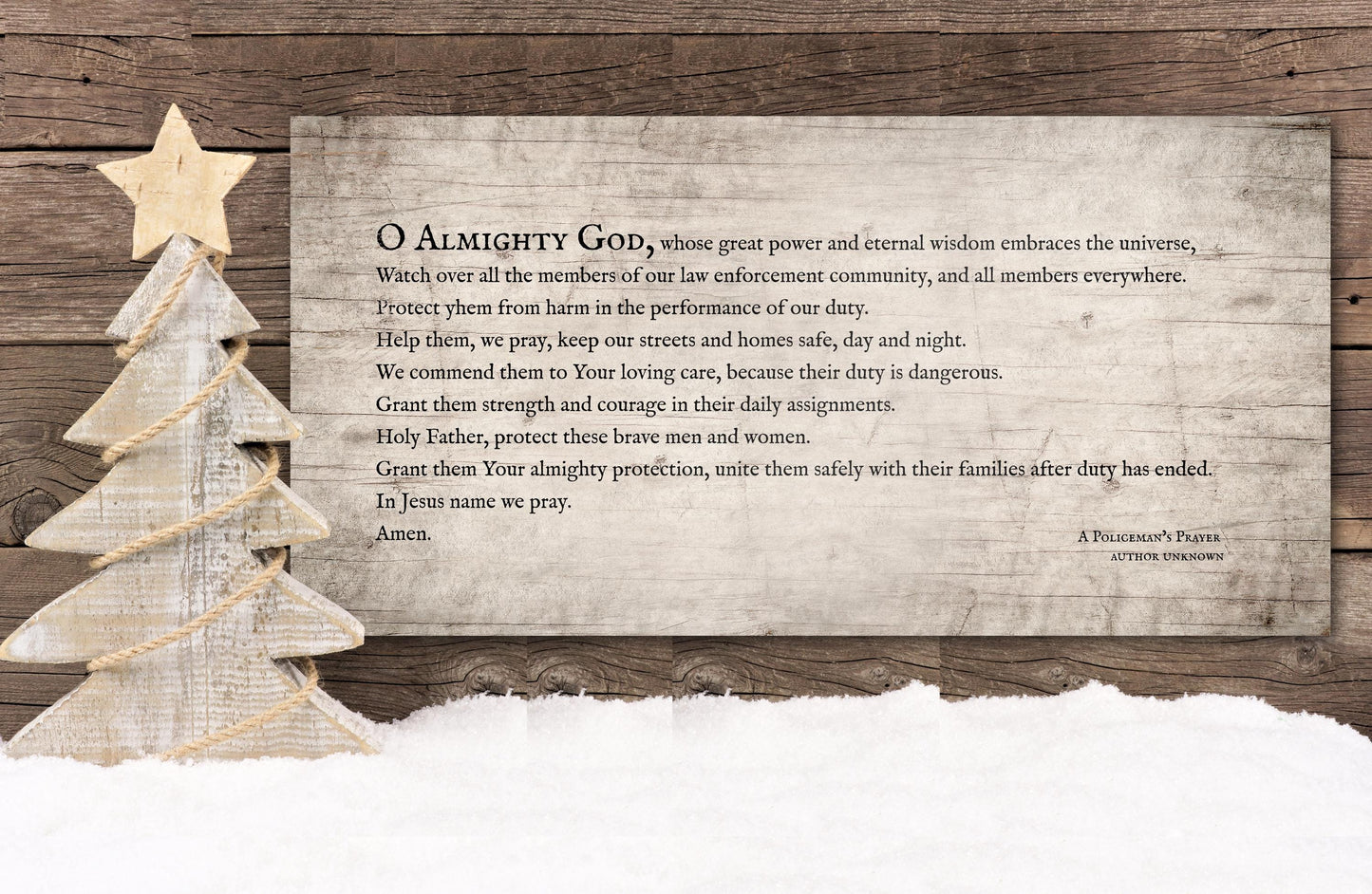 gift for law enforcement officer, wood plaque, a policeman's prayer