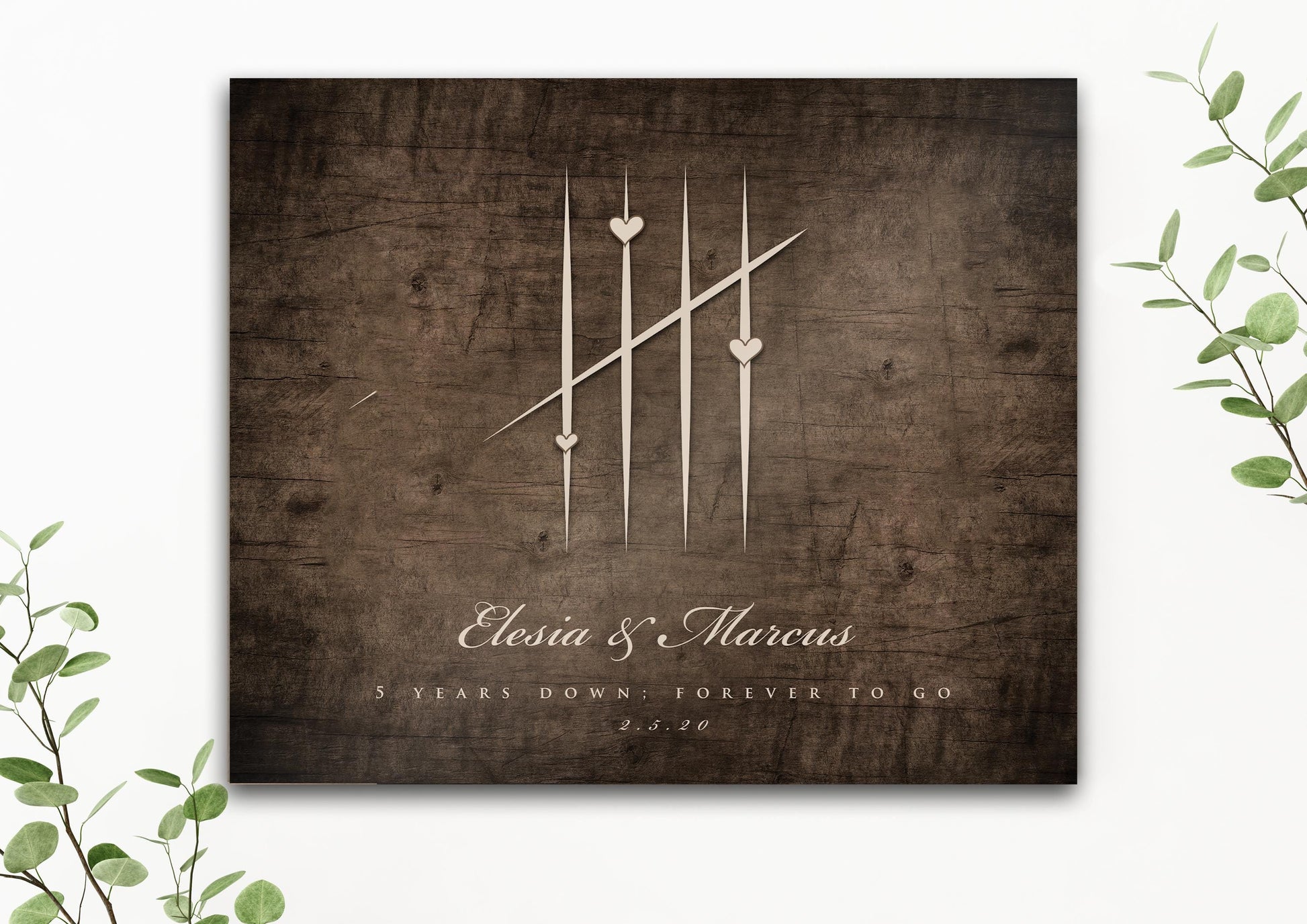5 Years Down, Wood Tally Mark sign - HoneycombProverbs - Signs - 5 year anniversary gifts