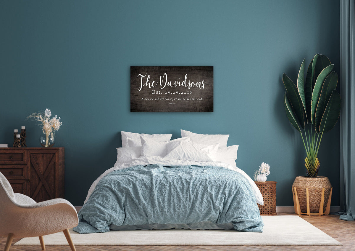 Personalized Family Name Sign with Scripture Joshua 24:15, Custom Wood Plaque for Home, Anniversary Gift, Housewarming, Farmhouse Decor