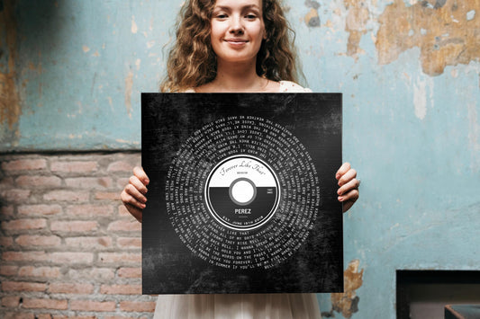 Vinyl record wall art, This unique keepsake is personalized with your names and significant dates, creating a timeless custom-made anniversary gift.