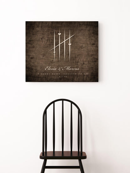 5 Years Down, Wood Tally Mark sign - HoneycombProverbs - Signs - 5 year anniversary gifts