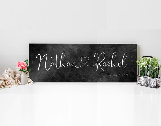 Iron Heart Connected Name Sign for Couples - HoneycombProverbs - Signs - Name Signs Wall Art