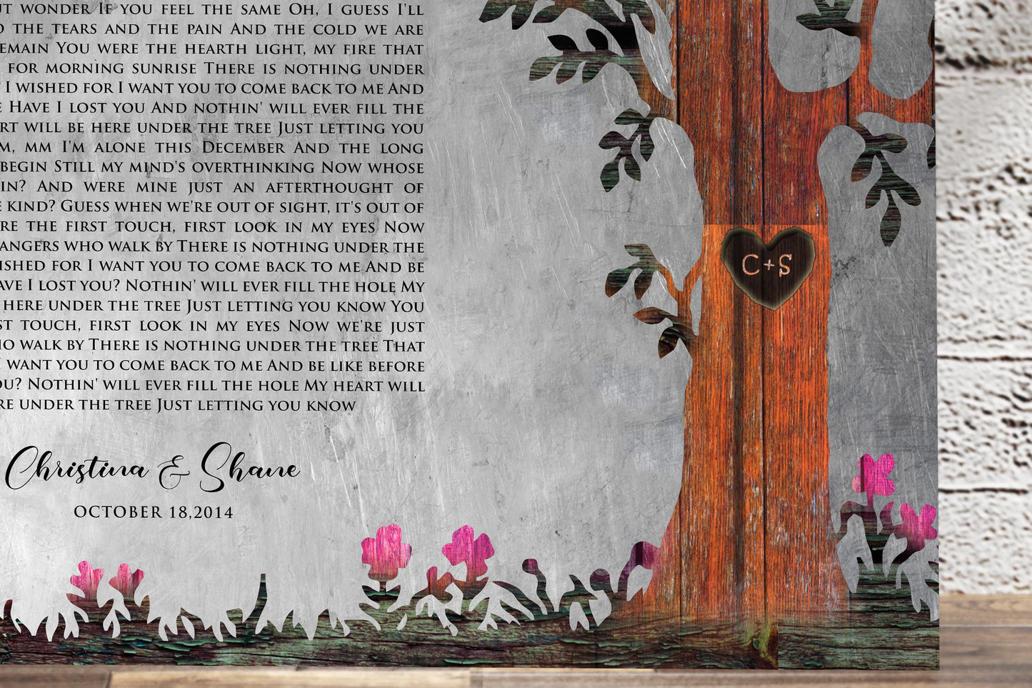 Our Tree, Custom Song Lyric Gift on Tin - HoneycombProverbs - Signs - Rustic Lyrics Wall Decor