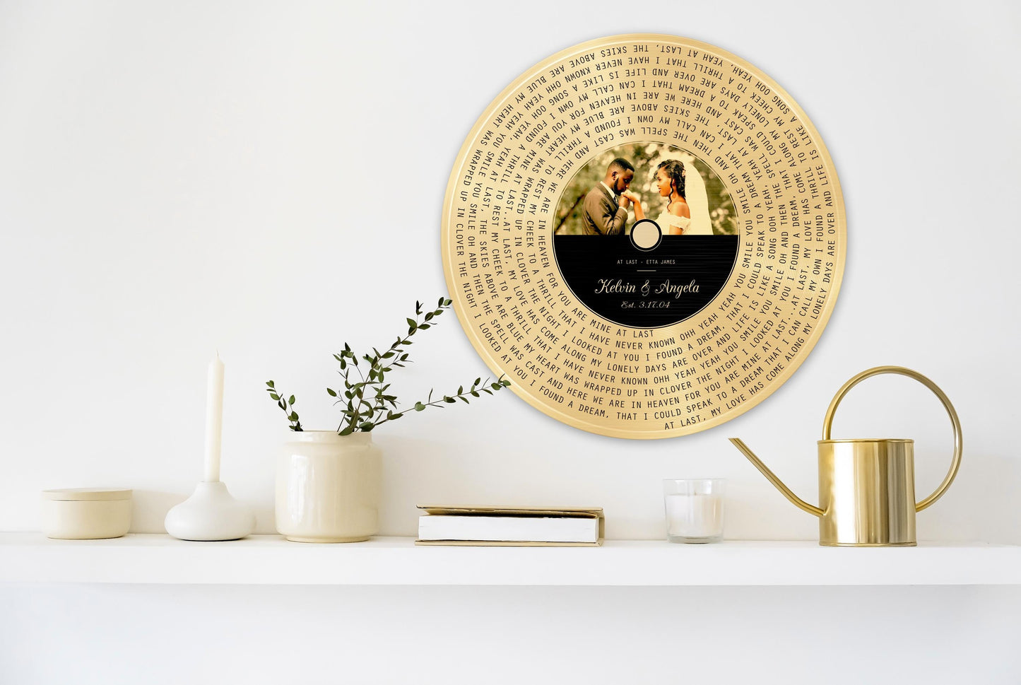 Custom Round Song Lyrics Record: Photo Gift, First Dance, Tin Wedding Anniversary Plaque, 10 Years - HoneycombProverbs - Signs - Tin and Aluminum Gifts