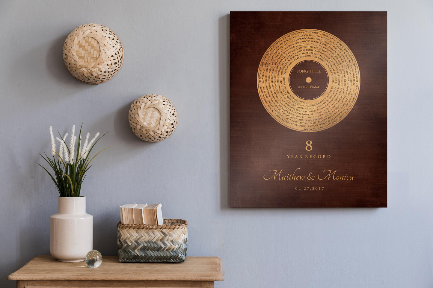 Custom Bronze Anniversary Record Art: Personalized Song Lyrics Gift - HoneycombProverbs - Signs - Bronze Vinyl Record Art