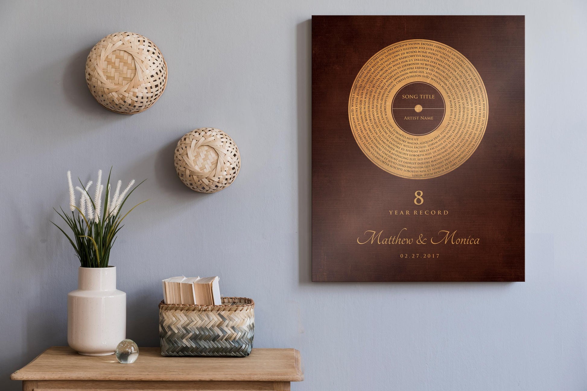 Custom Bronze Anniversary Record Art: Personalized Song Lyrics Gift - HoneycombProverbs - Signs - Bronze Vinyl Record Art