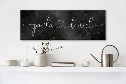 Iron Heart Connected Name Sign for Couples - HoneycombProverbs - Signs - Iron Anniversary Gifts