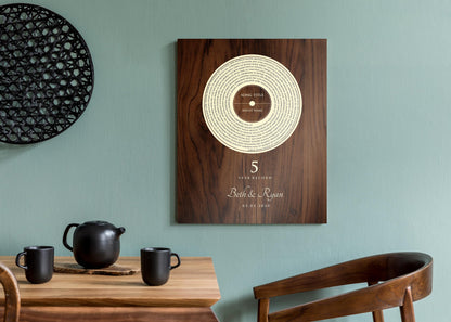 Personalized Record Gift, 5 Year Record, 5th Anniversary Wood Gift, Personalized 5 years Anniversary Gift - HoneycombProverbs - Signs - 5 year anniversary gifts