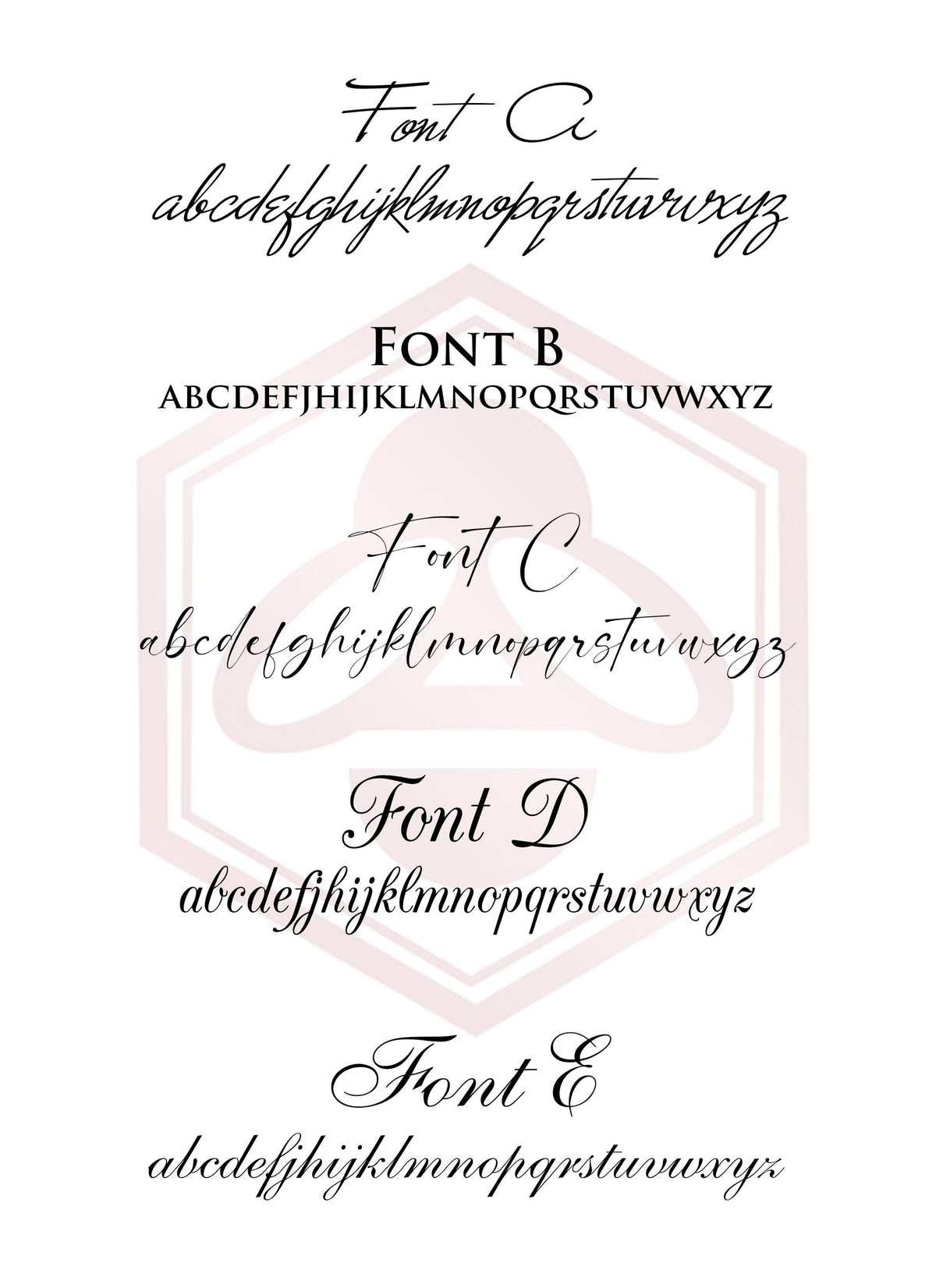 Font style options for personalizing the round tin song lyrics record