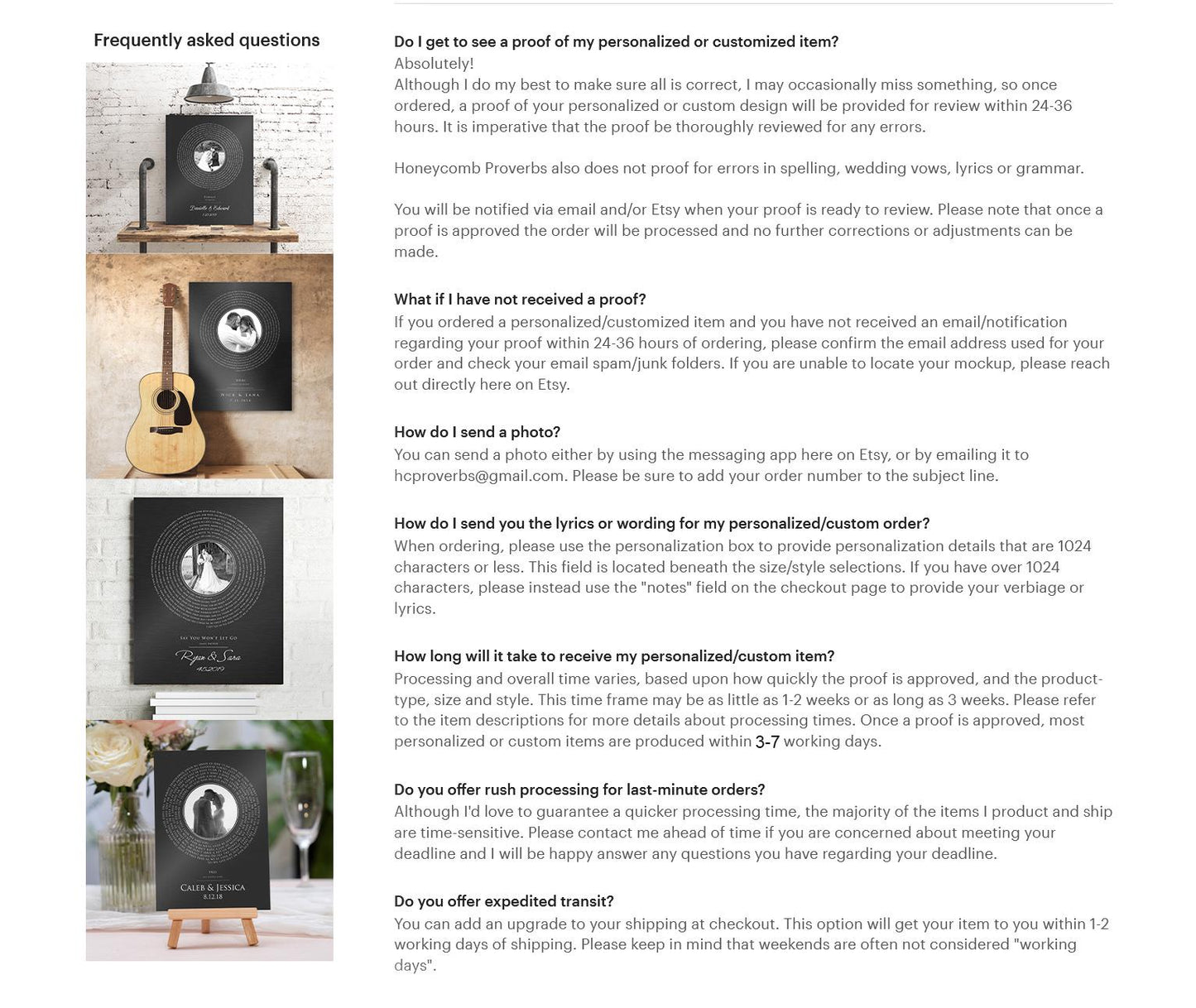 Personalized Vinyl Record art with Photo in Iron - HoneycombProverbs - Signs - Photo Lyrics Wall Art