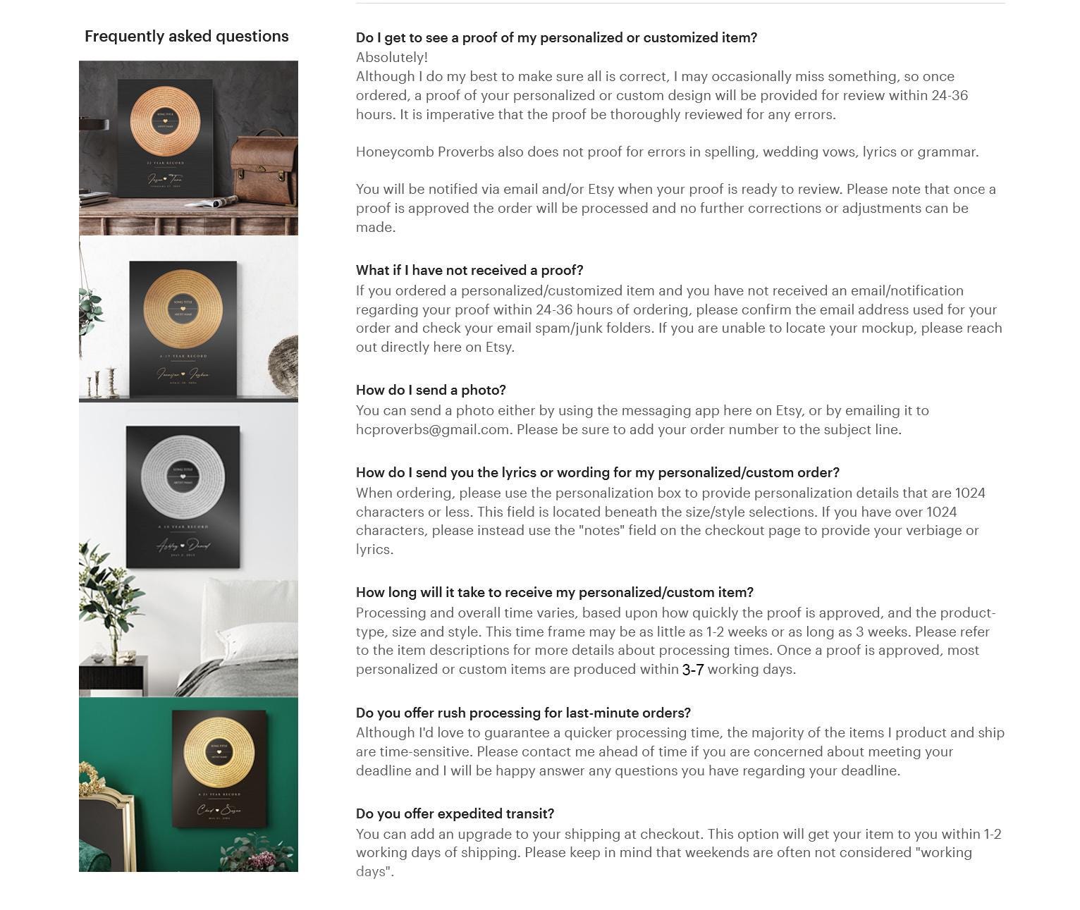 Personalized Bronze Anniversary Record: Custom Album Cover with Song Lyrics, 8th or 19th Year - HoneycombProverbs - Signs - Record Album Lyrics Art