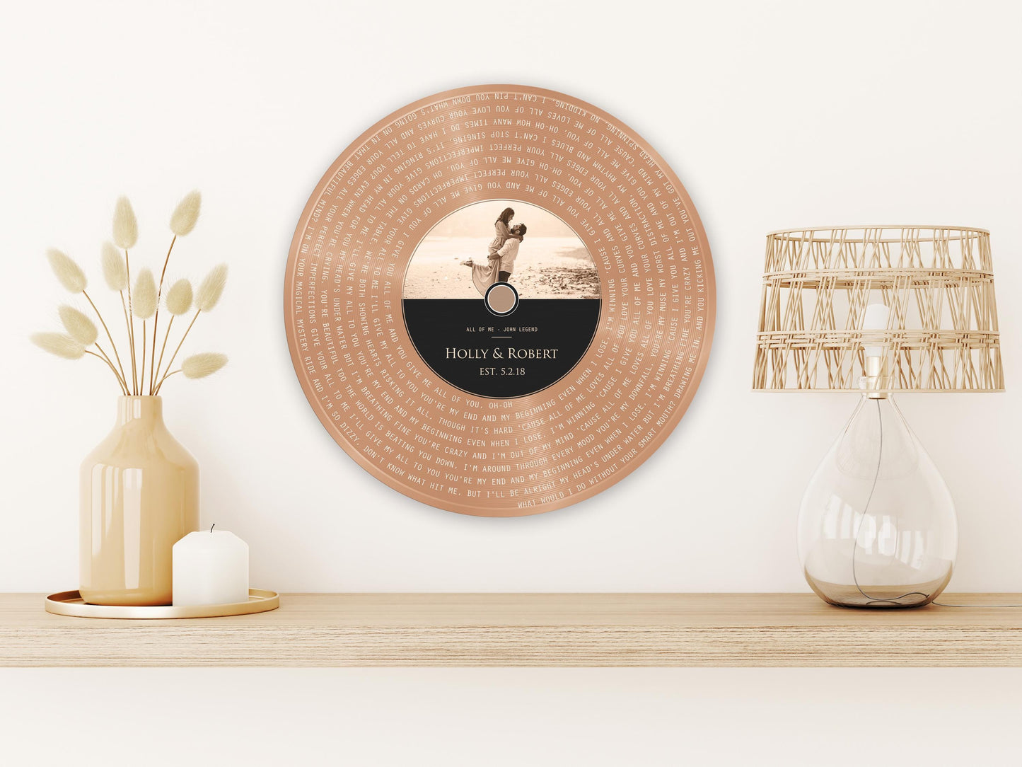 6th Anniversary, Round Metal Record with Custom Lyrics, Record Song Lyrics Sign, Vinyl Record Song Portrait - HoneycombProverbs - Signs - Iron Anniversary Gifts