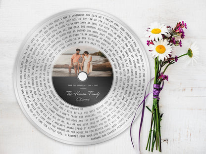 Personalized Song Lyrics Record on Brass: Anniversary Plaque with Photo - HoneycombProverbs - Signs - 21st Year Brass Gifts