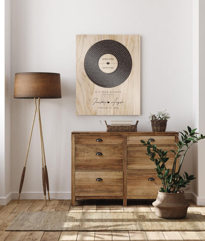 Personalized 5th Anniversary Wood Record: Song Lyrics, Names & Date - HoneycombProverbs - Signs - 5 year anniversary gifts