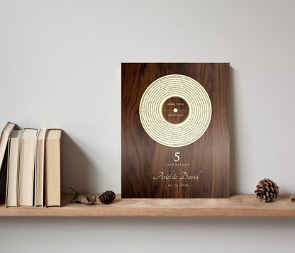 Personalized Record Gift, 5 Year Record, 5th Anniversary Wood Gift, Personalized 5 years Anniversary Gift - HoneycombProverbs - Signs - 5 year anniversary gifts