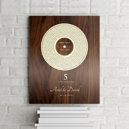 Personalized Record Gift, 5 Year Record, 5th Anniversary Wood Gift, Personalized 5 years Anniversary Gift - HoneycombProverbs - Signs - 5 year anniversary gifts