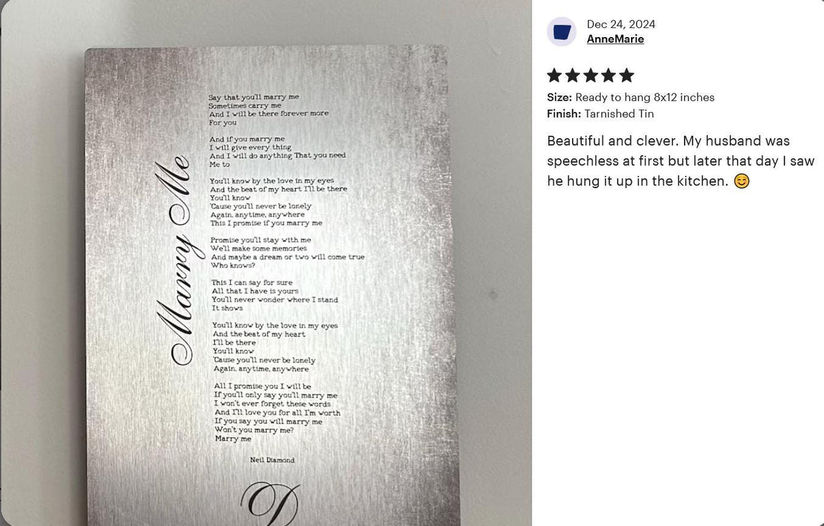 Wedding Song on Tin, Anniversary Tin Gift