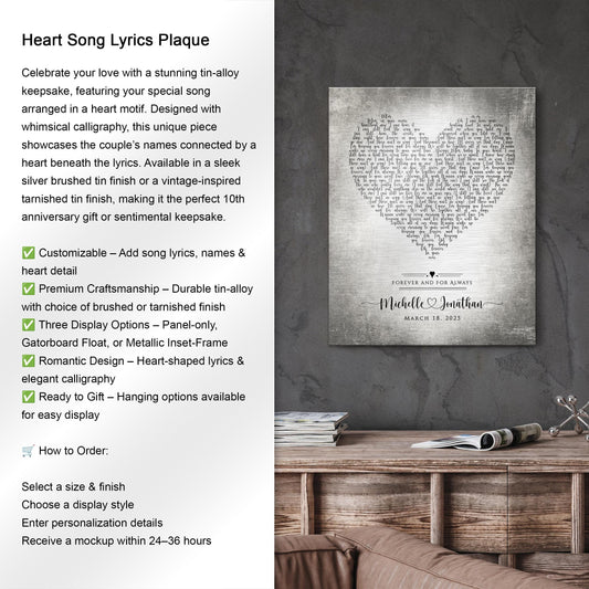 "Song in My Heart" Lyric Sign on Tin - HoneycombProverbs - Signs - Modern Lyrics Wall Decor