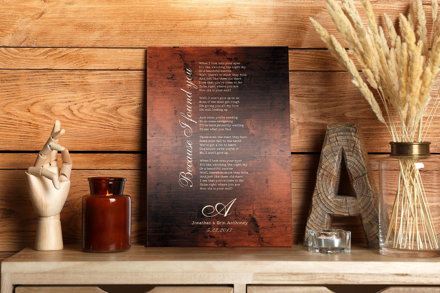 Burnished Bronze Song Lyric Sign - HoneycombProverbs - Signs - Bronze Anniversary Gifts