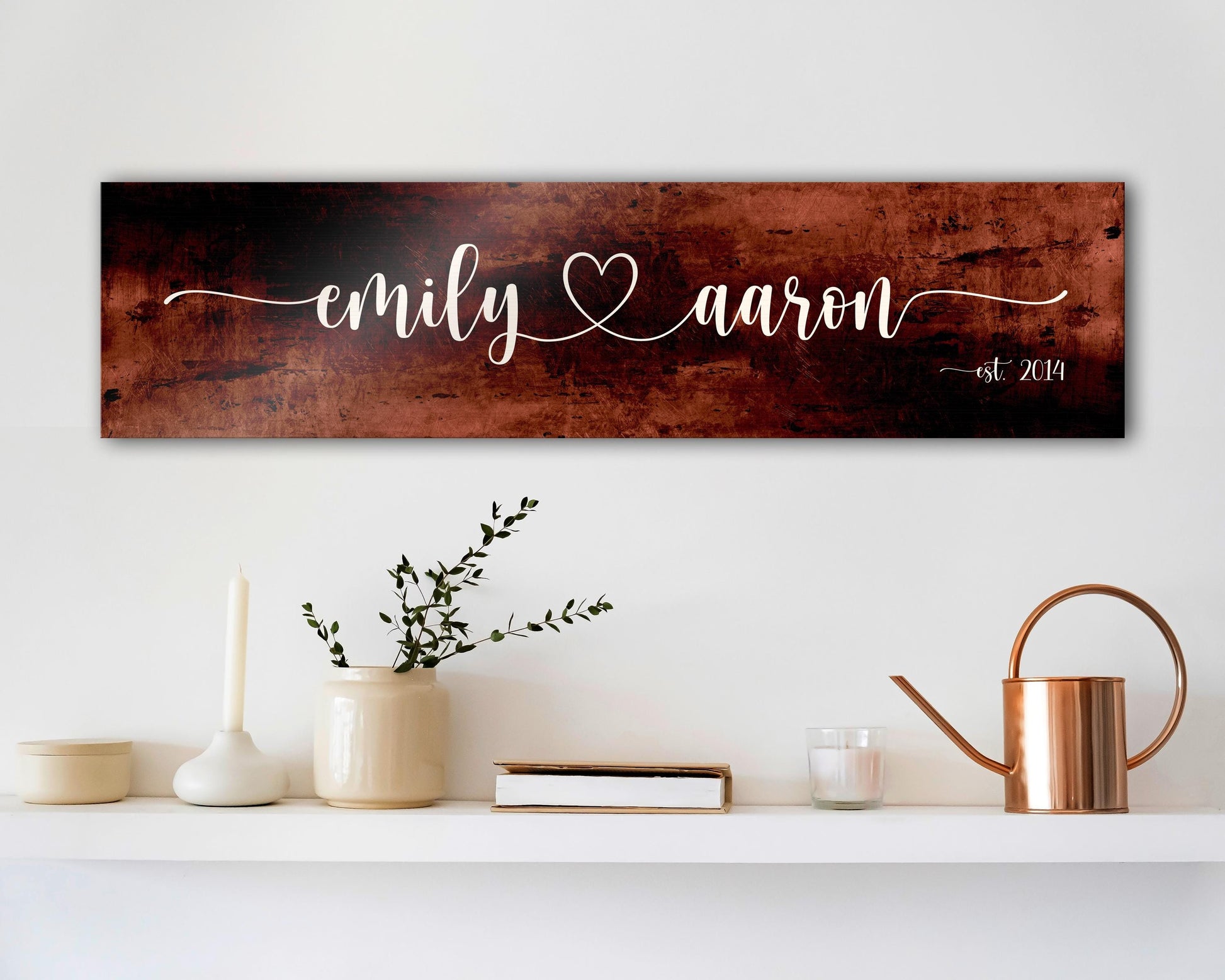 Heart Connected Names, Bronze Anniversary Sign - HoneycombProverbs - Signs - Bronze Anniversary Gifts