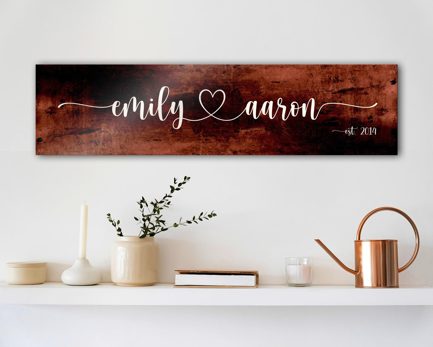 Heart Connected Names, Bronze Anniversary Sign - HoneycombProverbs - Signs - Bronze Anniversary Gifts