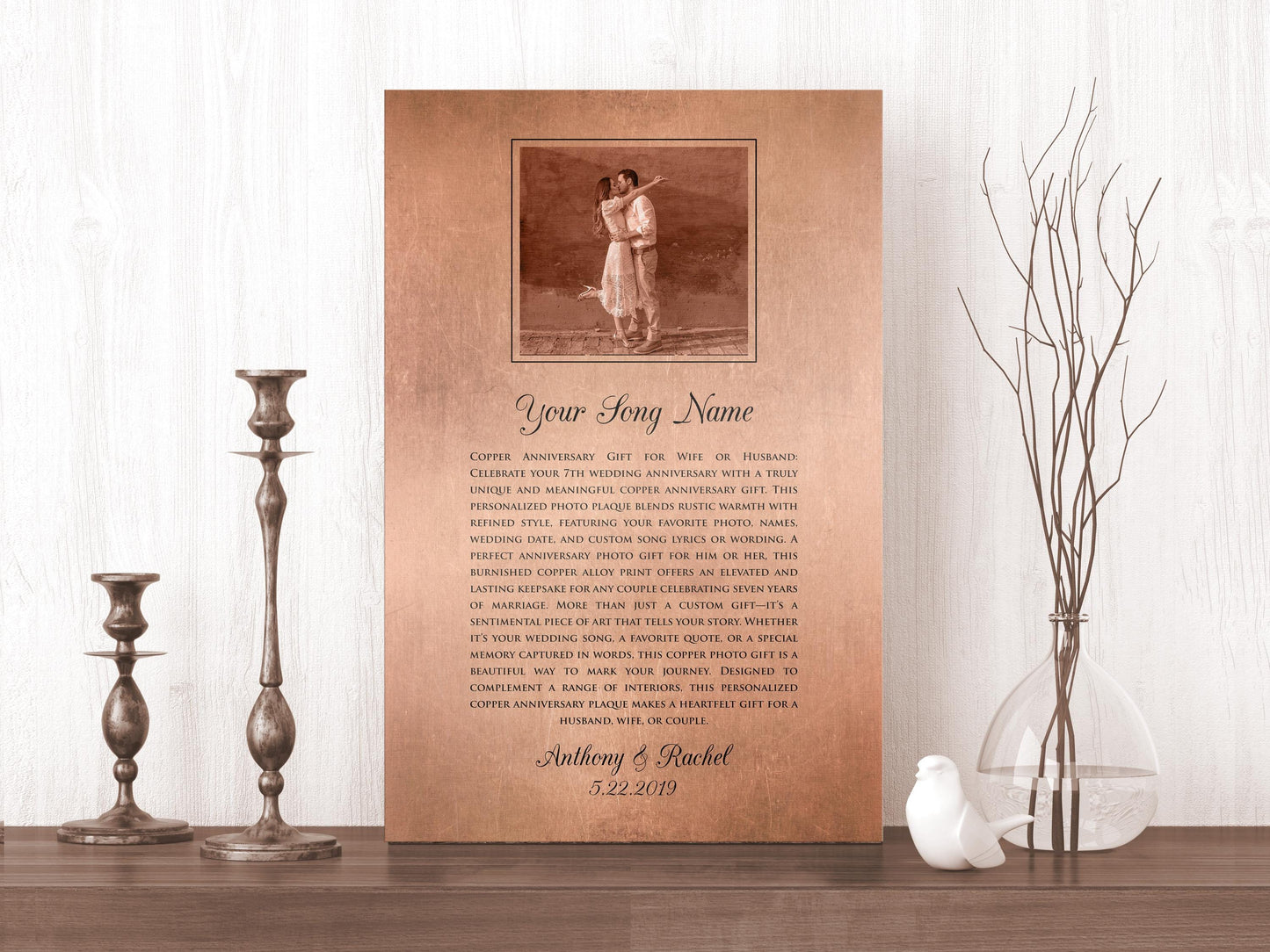 Personalized Copper Portrait Song Plaque - HoneycombProverbs - Signs - Copper Anniversary Gifts