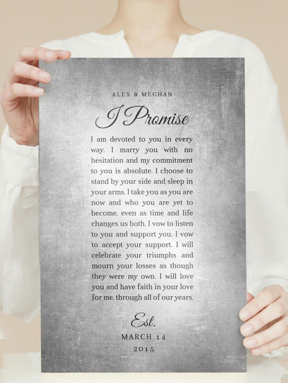 Personalized Tin Anniversary Plaque: Custom Song Lyrics, alternate angle, 10th anniversary tin
