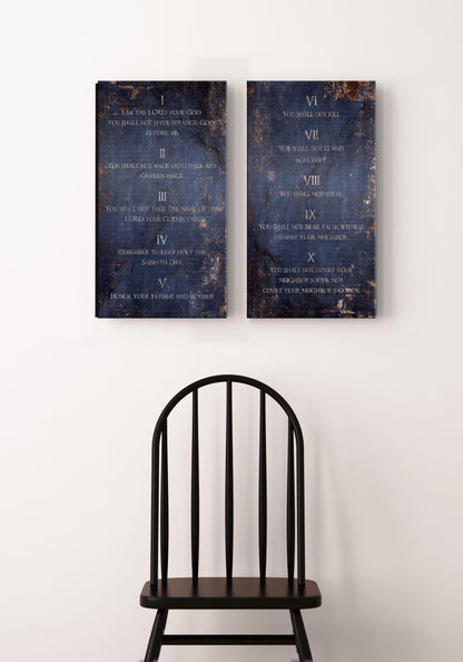 Saphire-Stone Inspired, Ten Commandments Metal Tablets - HoneycombProverbs - Signs - Christian Wall Art