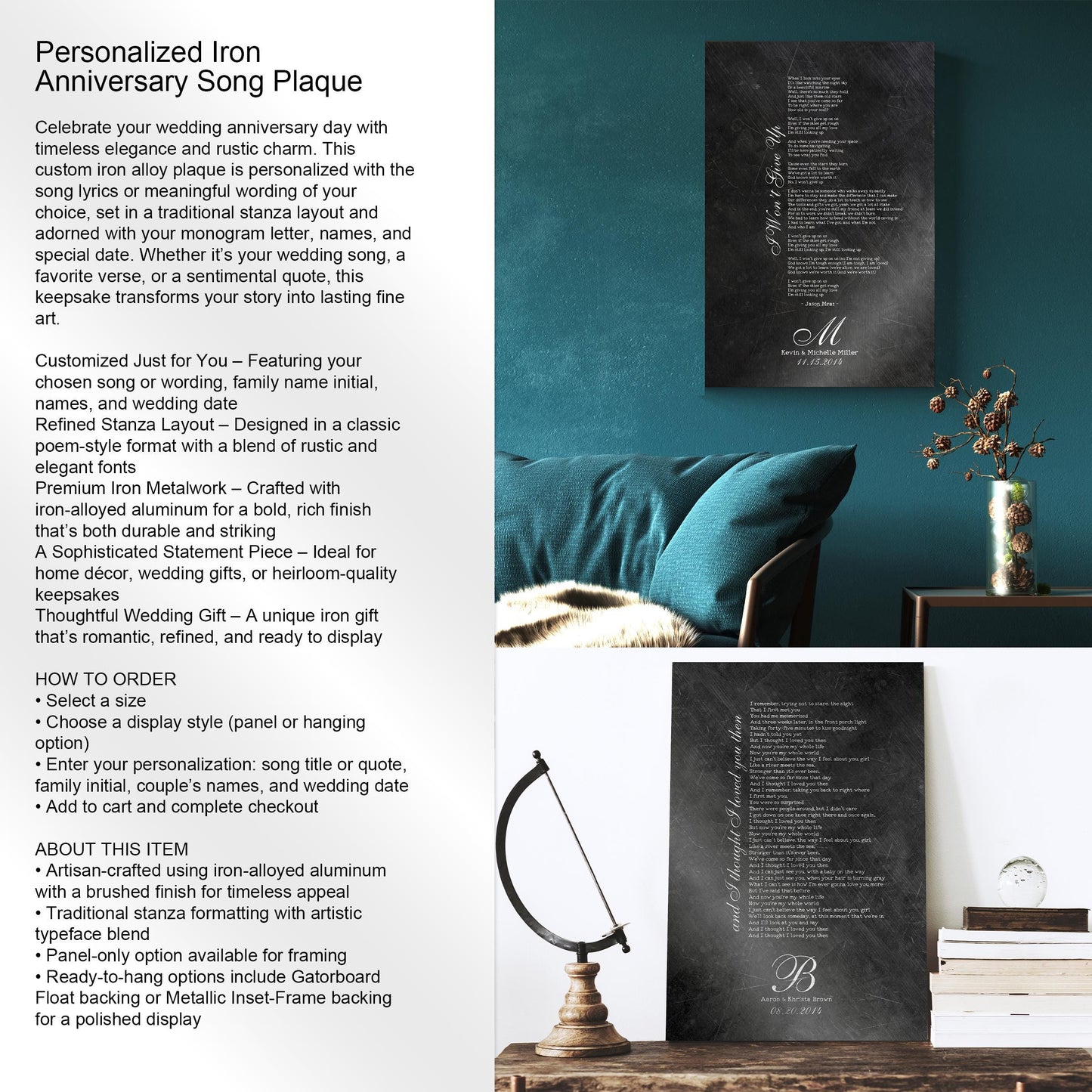 Monogrammed Iron First Dance Song Sign - HoneycombProverbs - Signs - Iron Anniversary Gifts