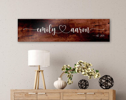 Heart Connected Names, size and option view, 8th anniversary bronze